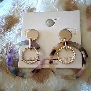 Lane Bryant gold rhinestone acrylic hoop  earrings